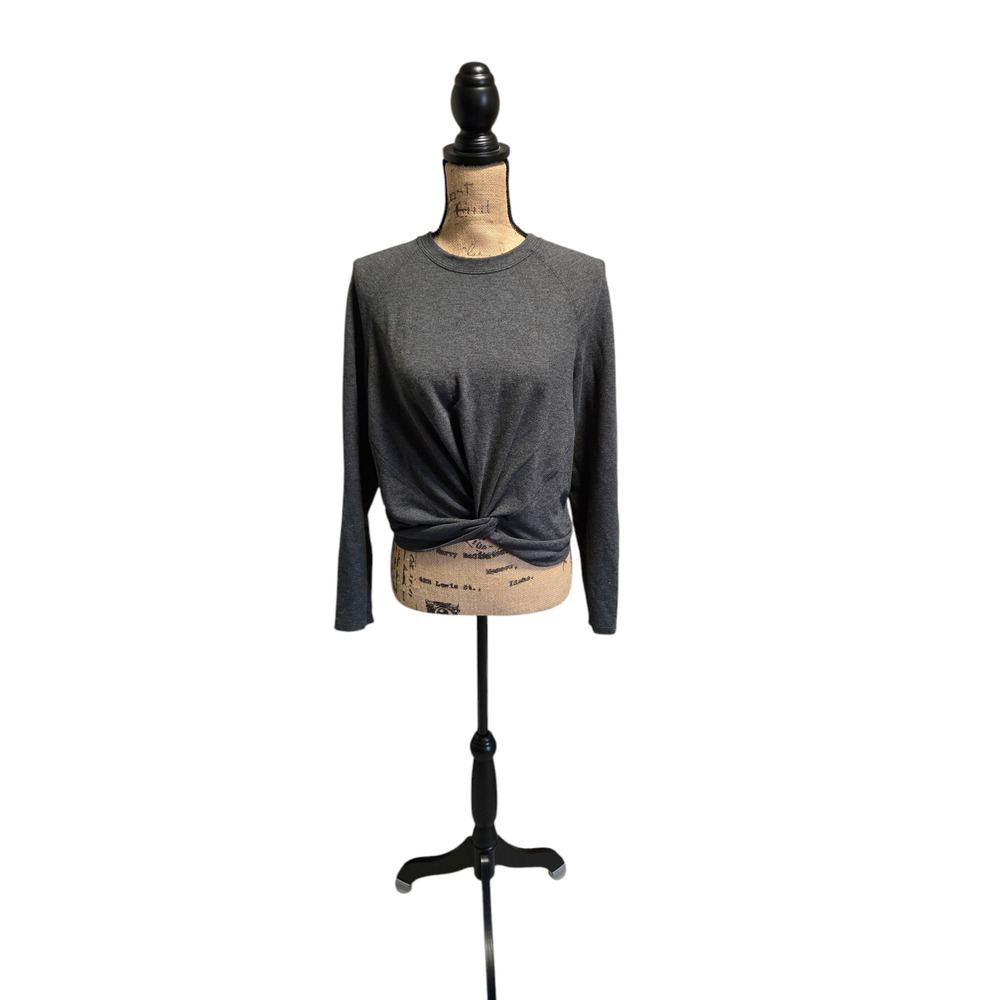 Lululemon gray long sleeve twist front sweater, size 6